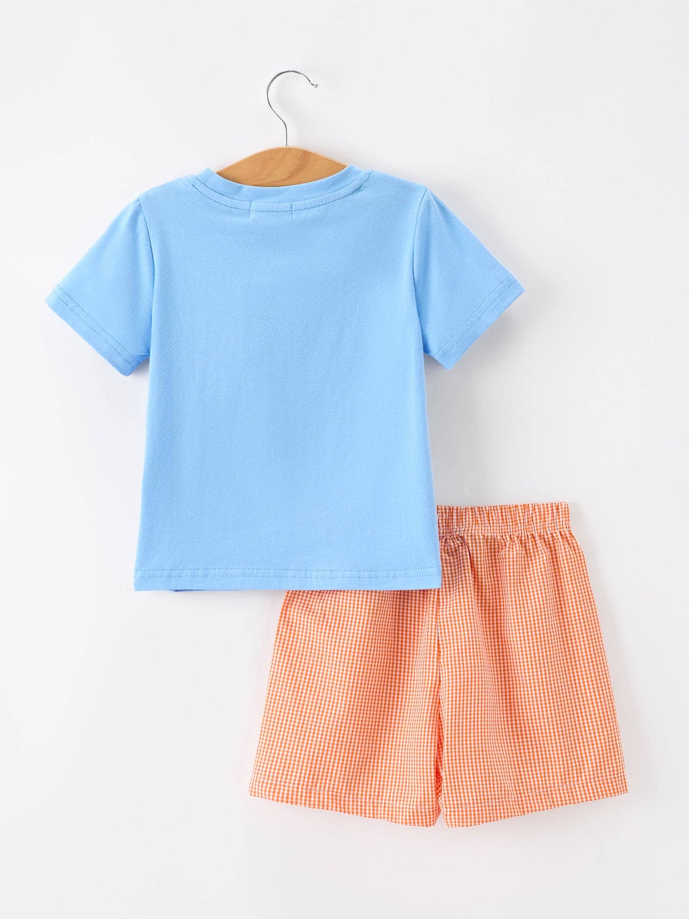 Summer Whale Embroidery Boys Set T Shirt Plaid Shorts Outfit Rylee Faith Designs