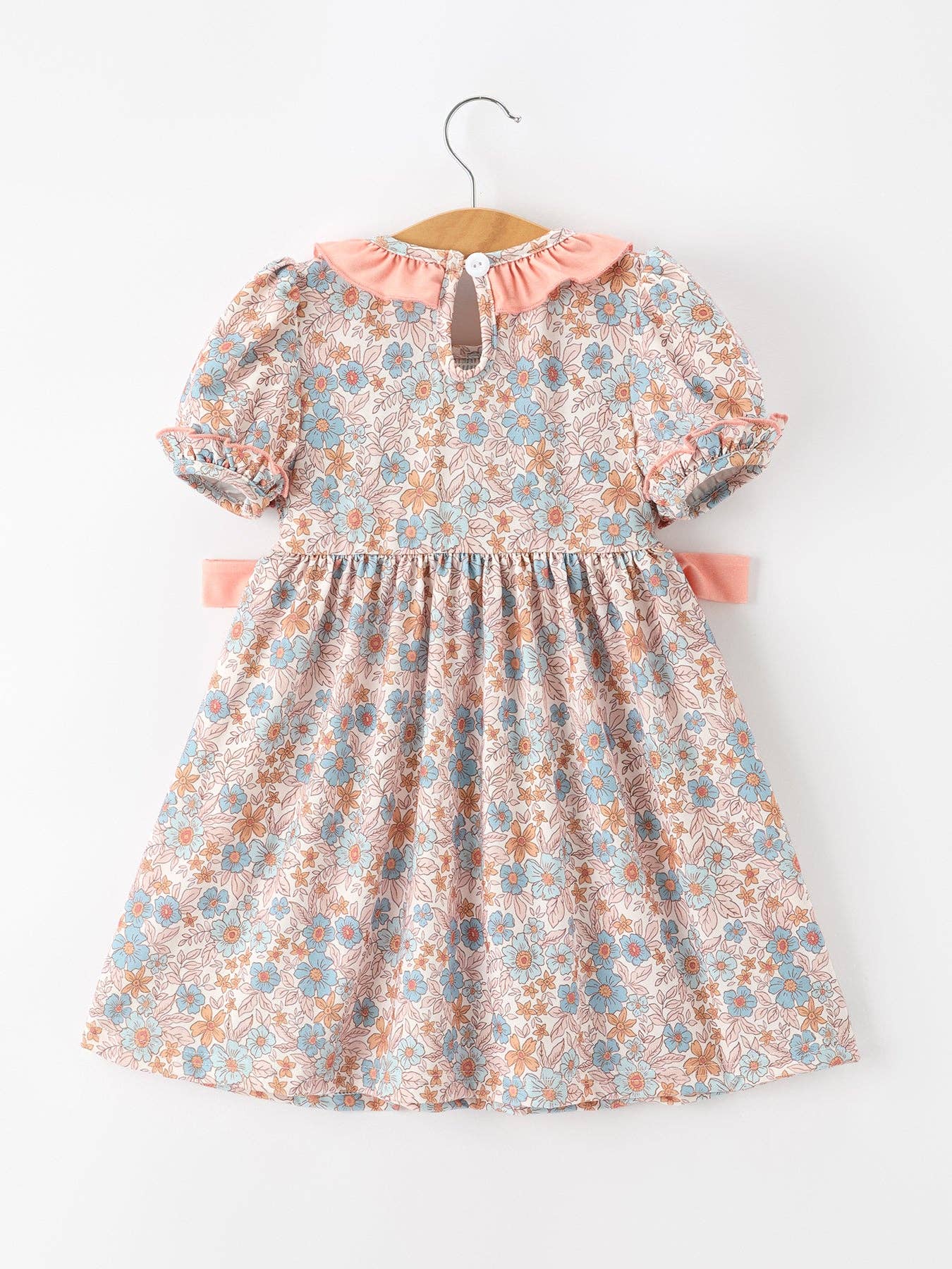 Fall Floral Girls Dress Smocked Ruffle Neck Bow Rylee Faith Designs