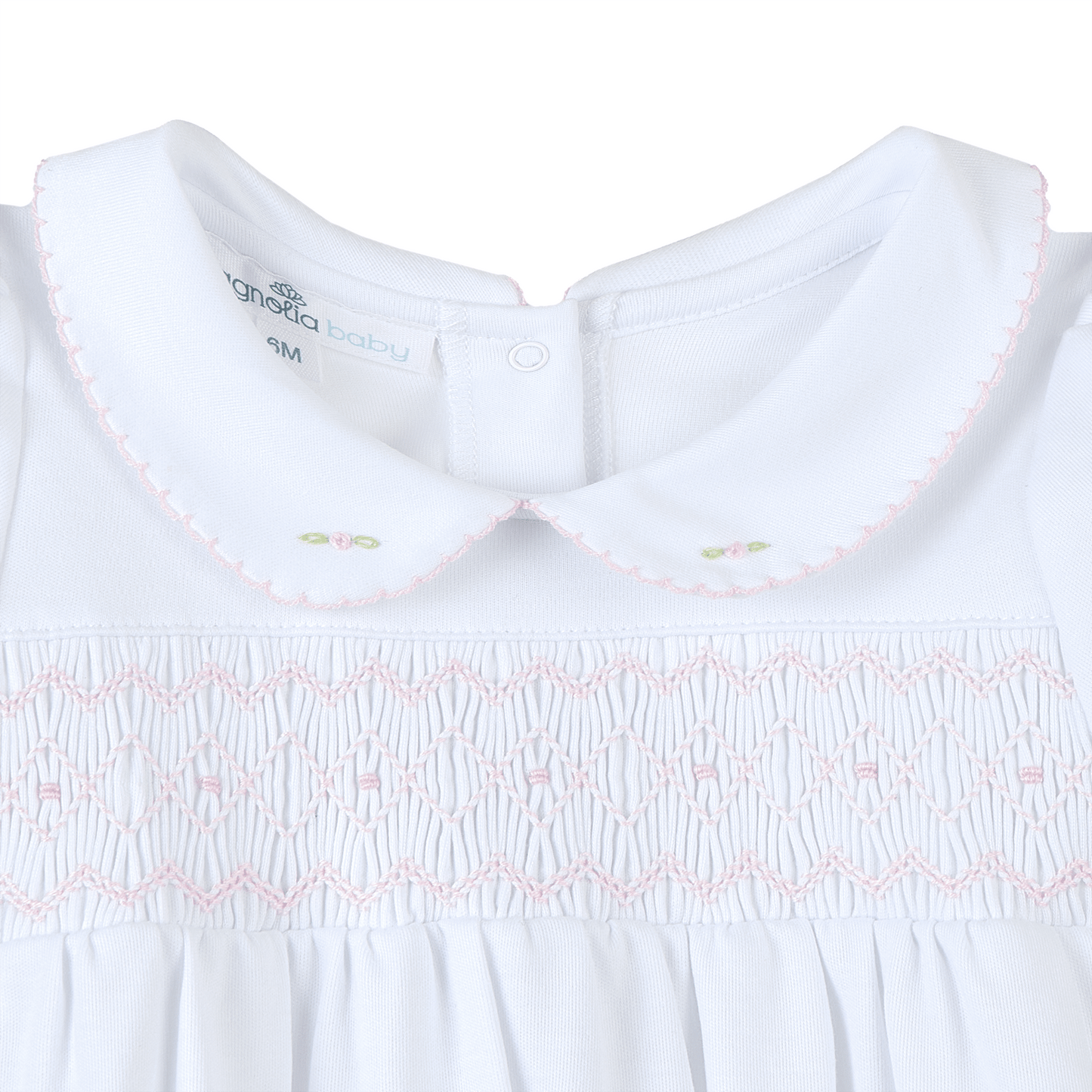 Lizzie's Classics Smocked Short Sleeve Bubble - Pink Magnolia Baby