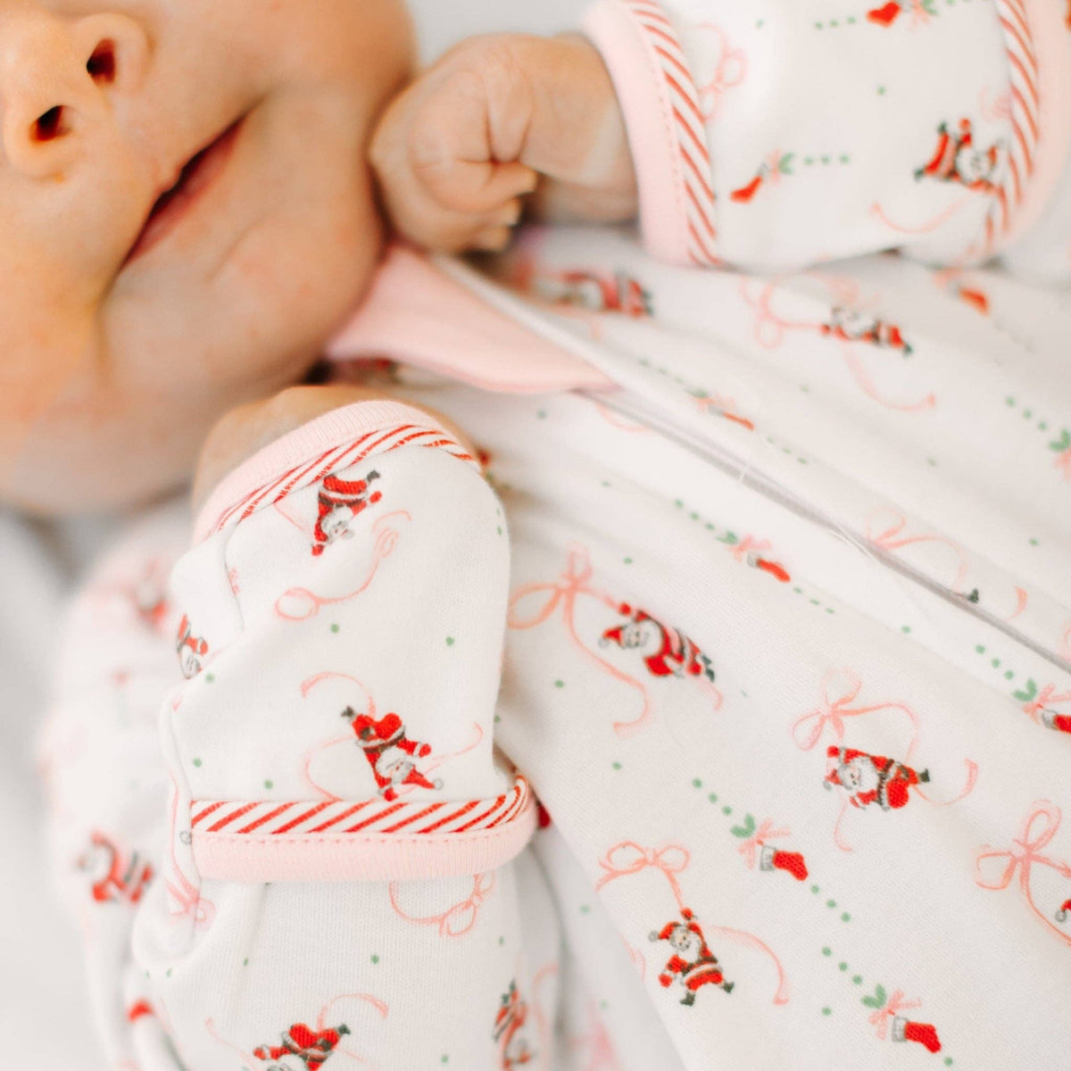 Jolly Ribbons Print Ruffle Zip Footie Magnolia Baby