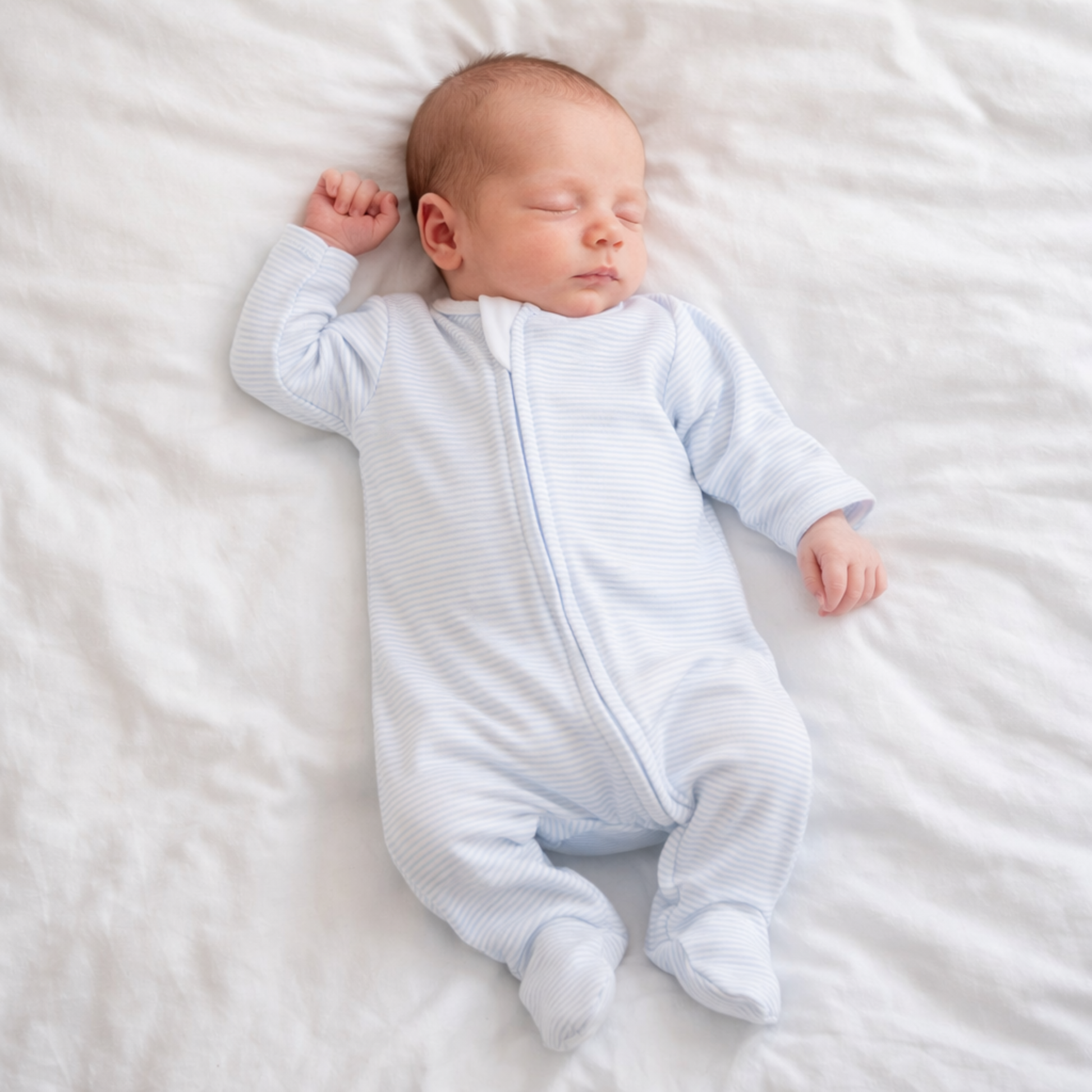 Mini Stripes Zip Footie - Light Blue Magnolia Baby