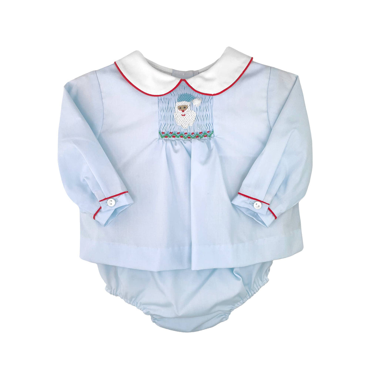 Diaper Set with Hand Picture Smocked Santa Petit Ami & Zubels