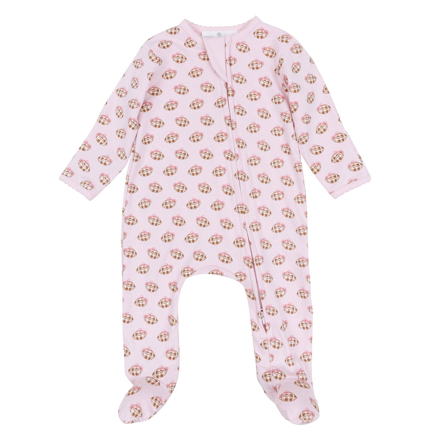 Tiny Tailgater Print Zip Footie - Pink Magnolia Baby