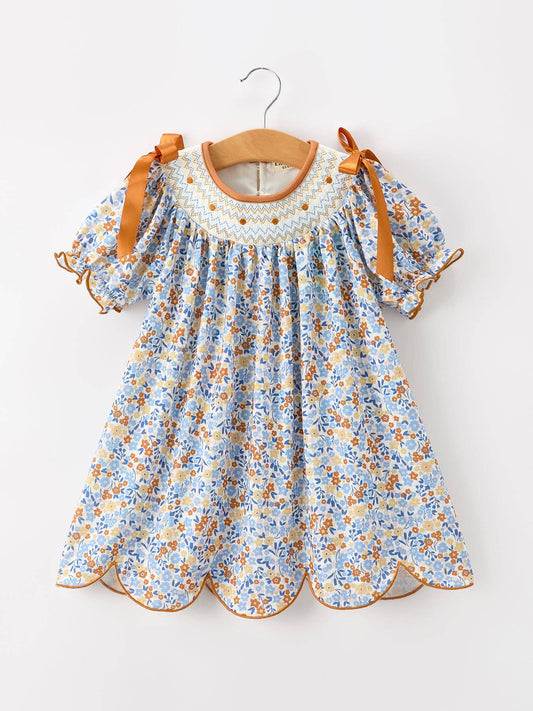 Fall Floral Smocked Girls Dress Rylee Faith Designs