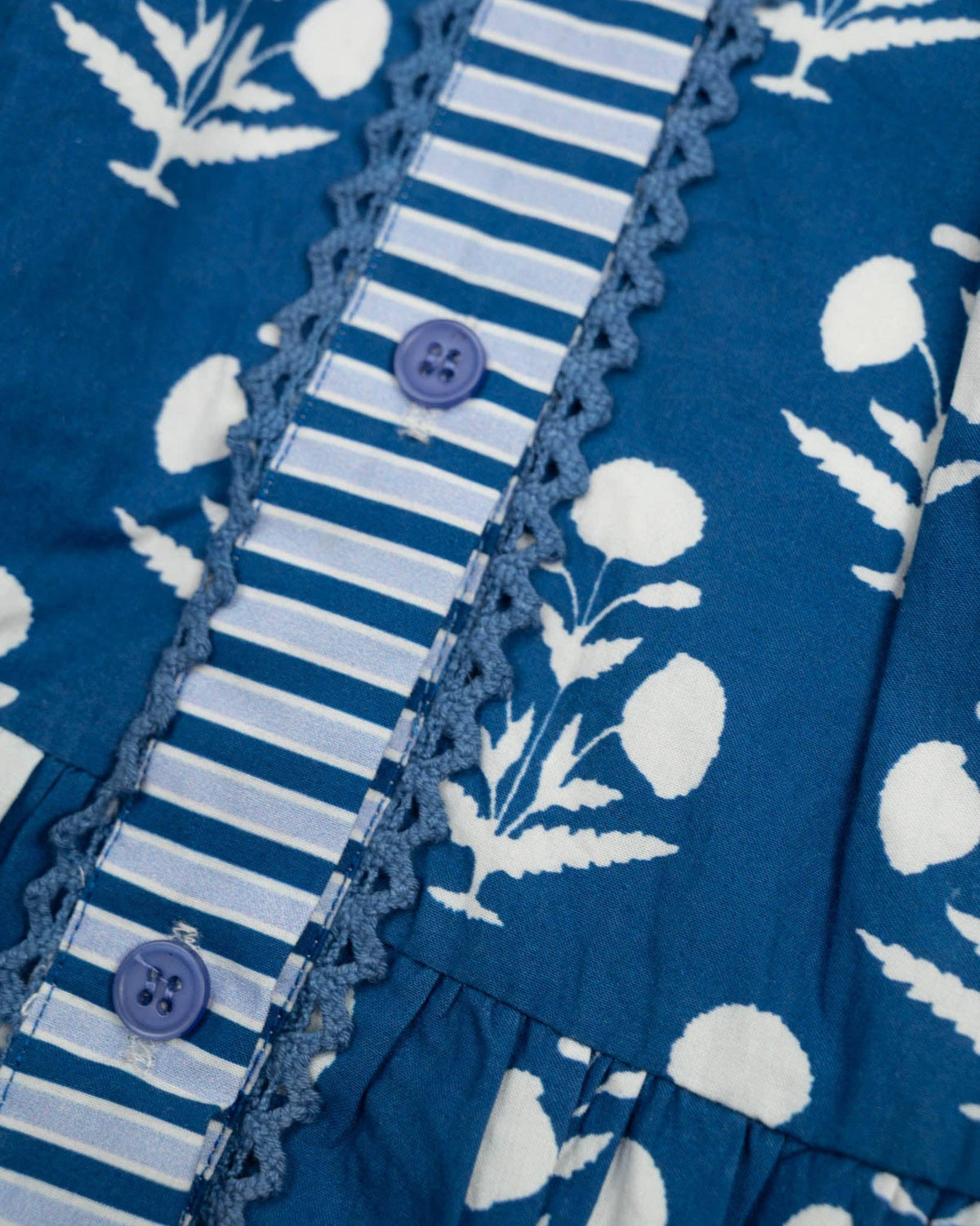 Midnight Bloom Block Print Bubble Smockingbird