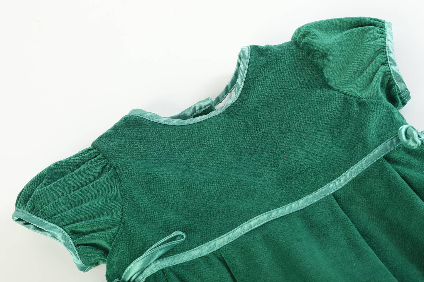 Green Velvet and Satin Bow Christmas Dress Lil Cactus