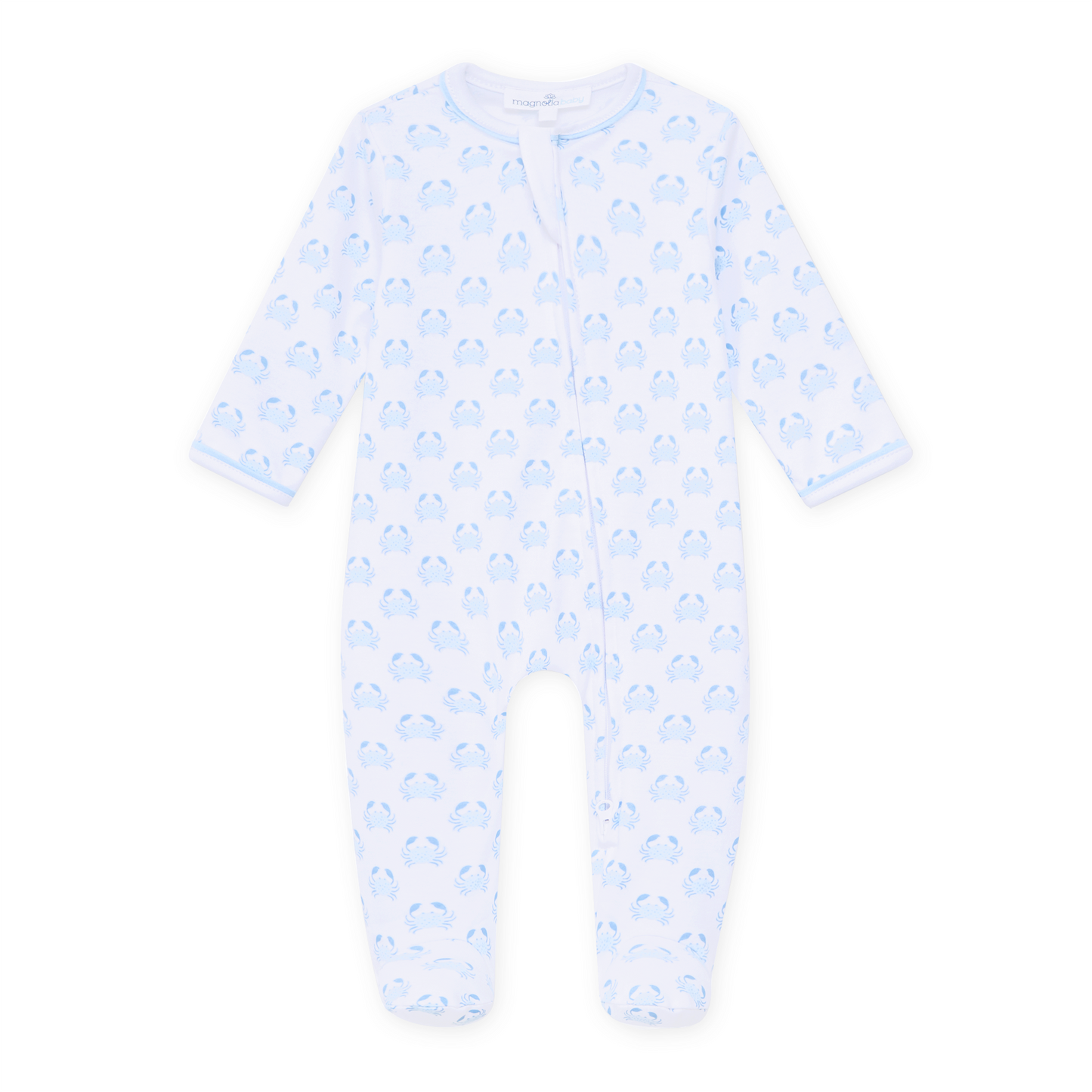 Little Crawlers Print Zip Footie - Light Blue Magnolia Baby