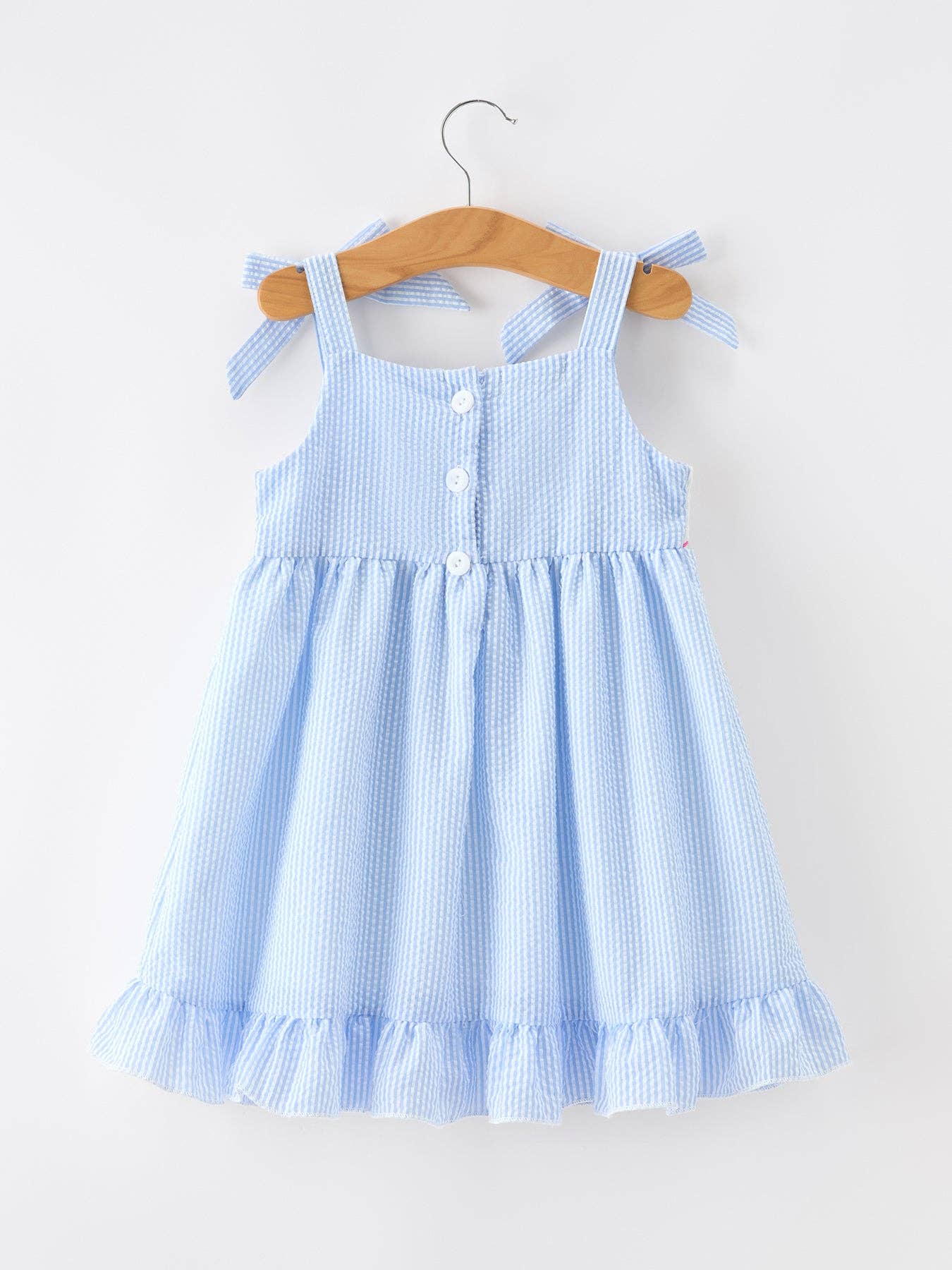 Whale Embroidered Smocked Seersucker Girls Dress Bow Rylee Faith Designs