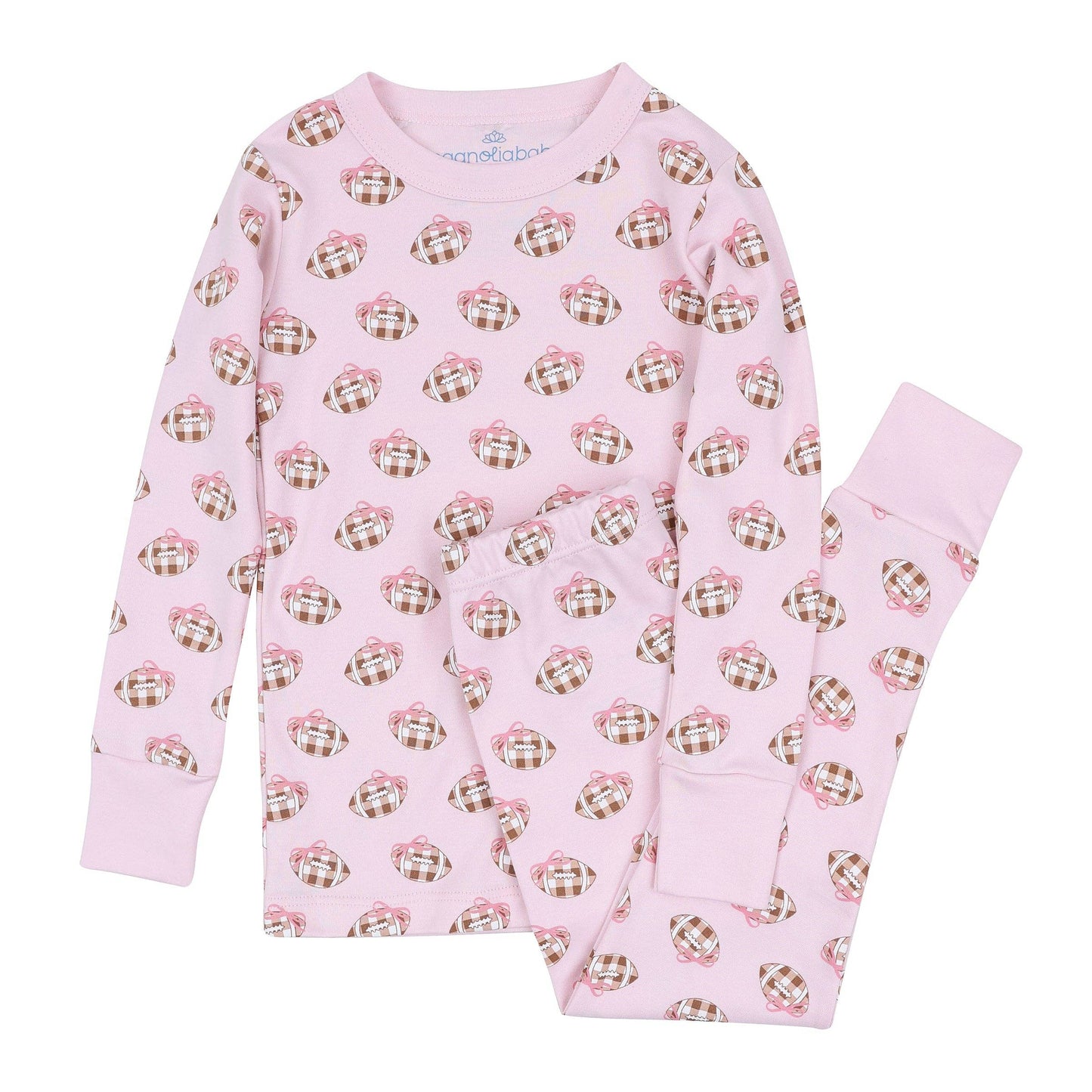 Tiny Tailgater Long Pajamas - Pink Magnolia Baby