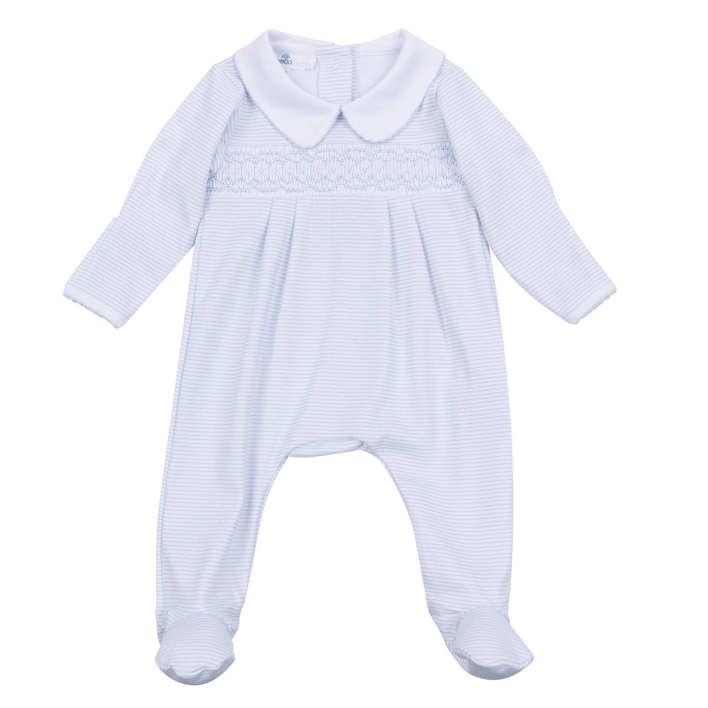 Mini Stripes Smocked Footie - Light Blue Magnolia Baby