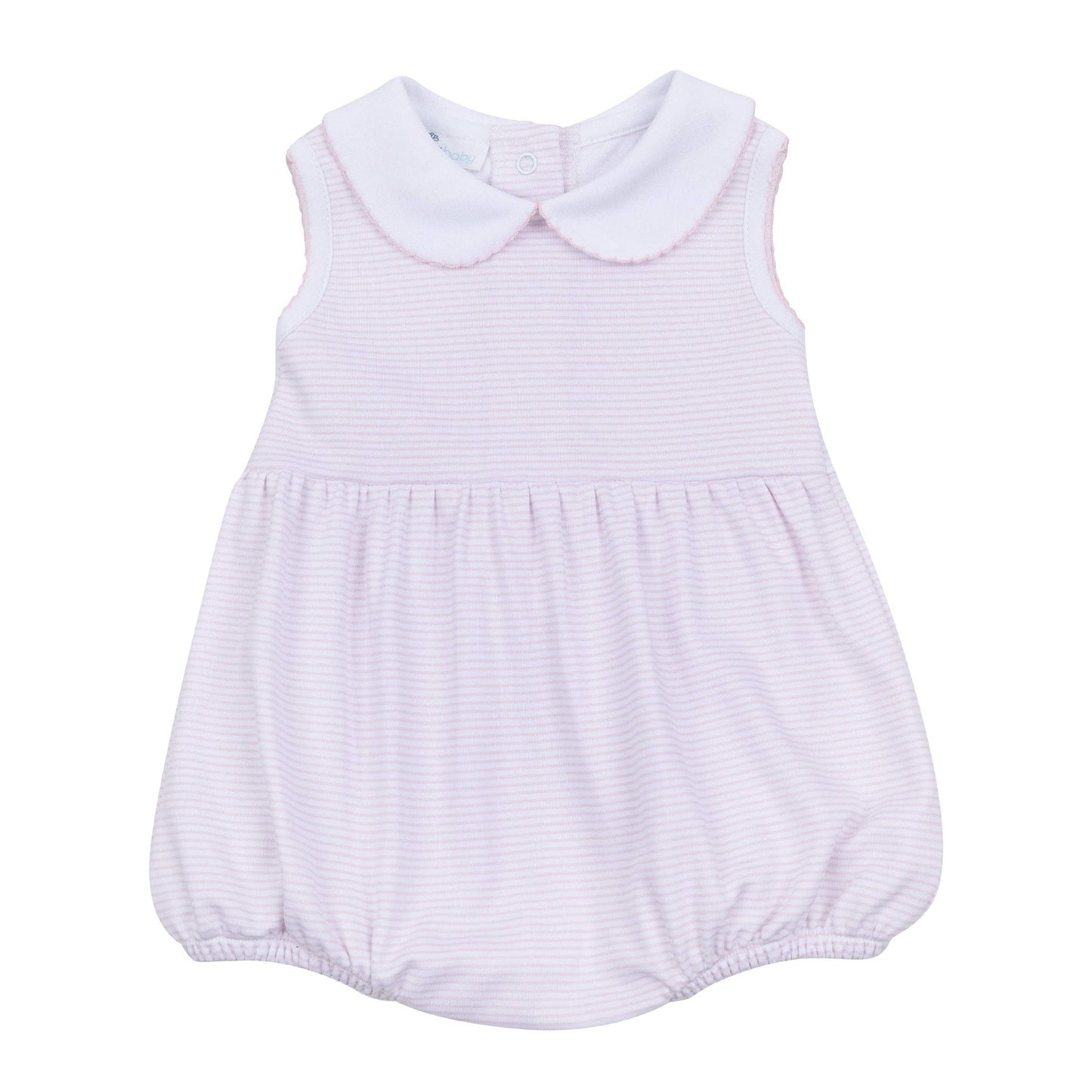 Mini Stripes Collared Sleeveless Bubble - Pink Magnolia Baby