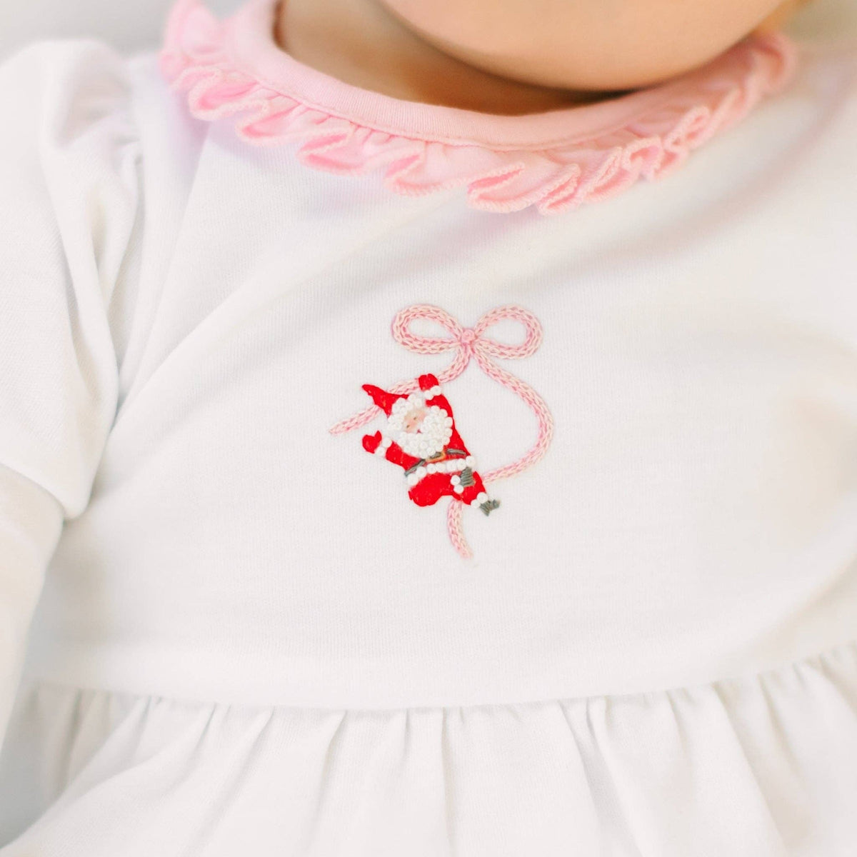 Jolly Ribbons Hand-Embroidered Long Sleeve Ruffle Bubble Magnolia Baby