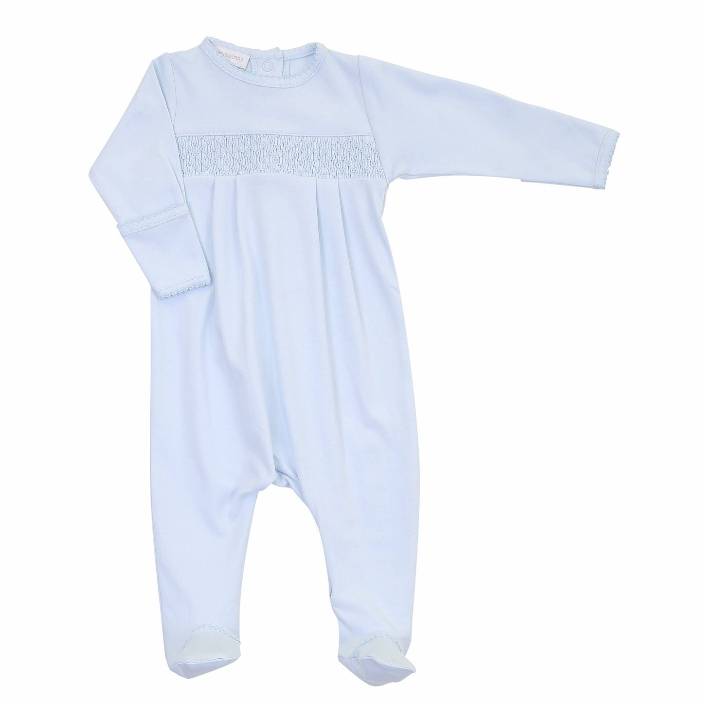 Essentials Solid Blue Smocked Footie Magnolia Baby