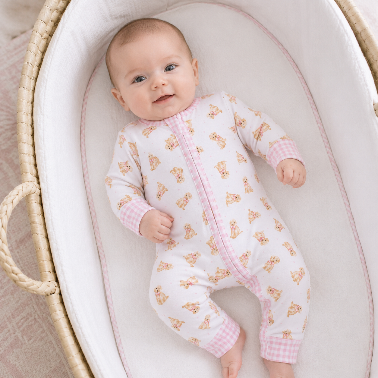 Sweet Golden Print Zip Playsuit - Pink Magnolia Baby