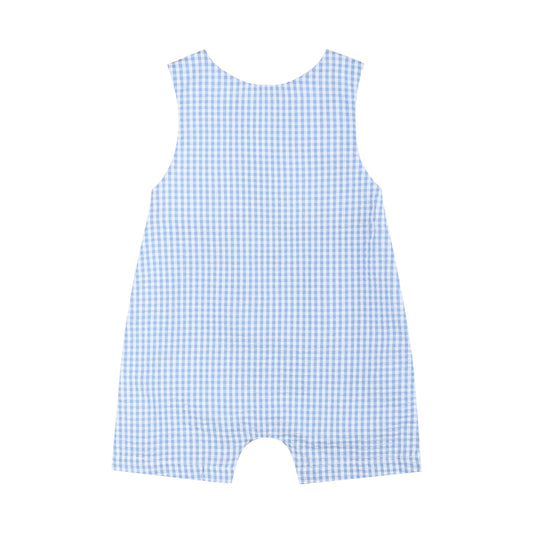 Blue Gingham Crawfish Smocked Shortalls Lowcountry Littlewear