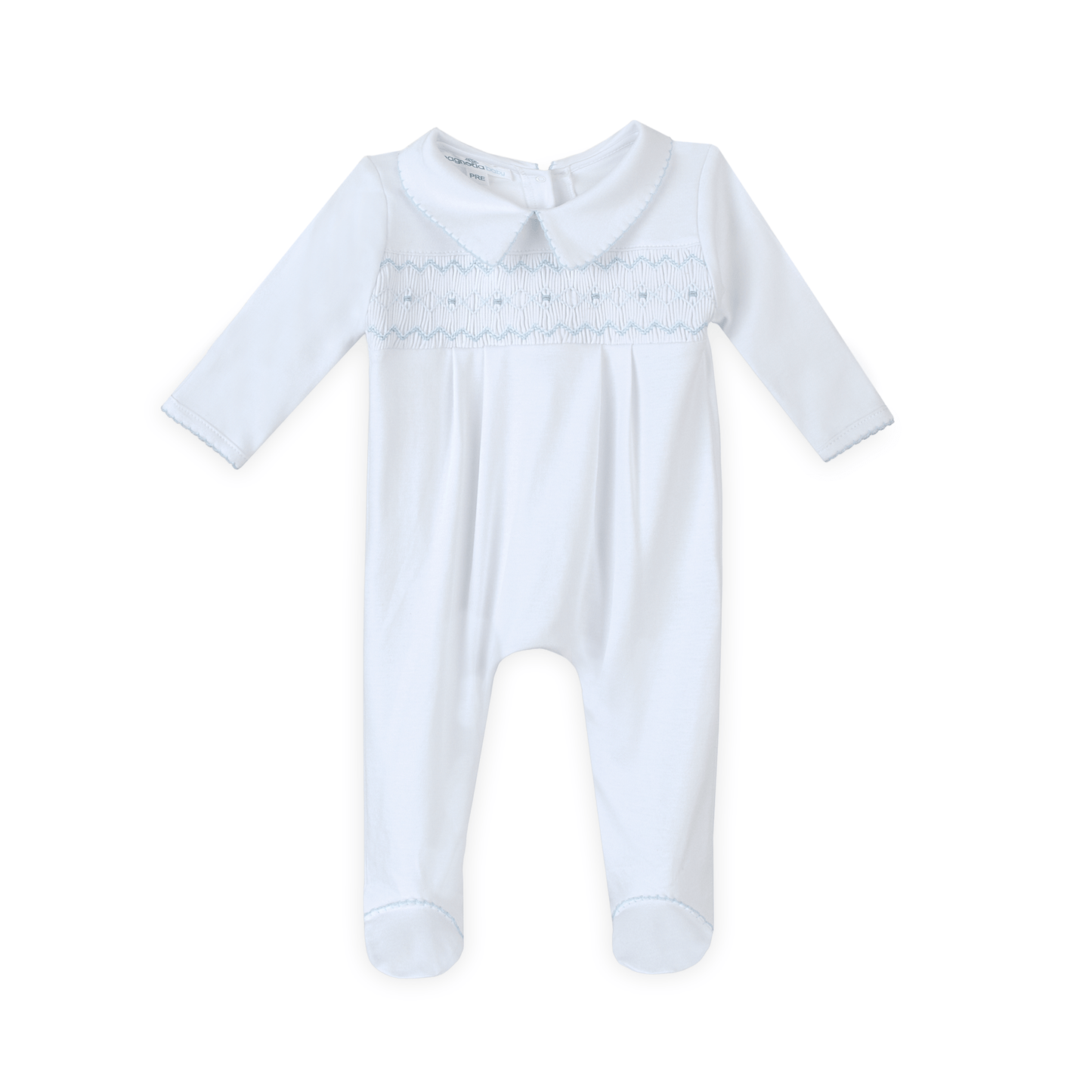 Landon's Classics Smocked Footie - Light Blue Magnolia Baby