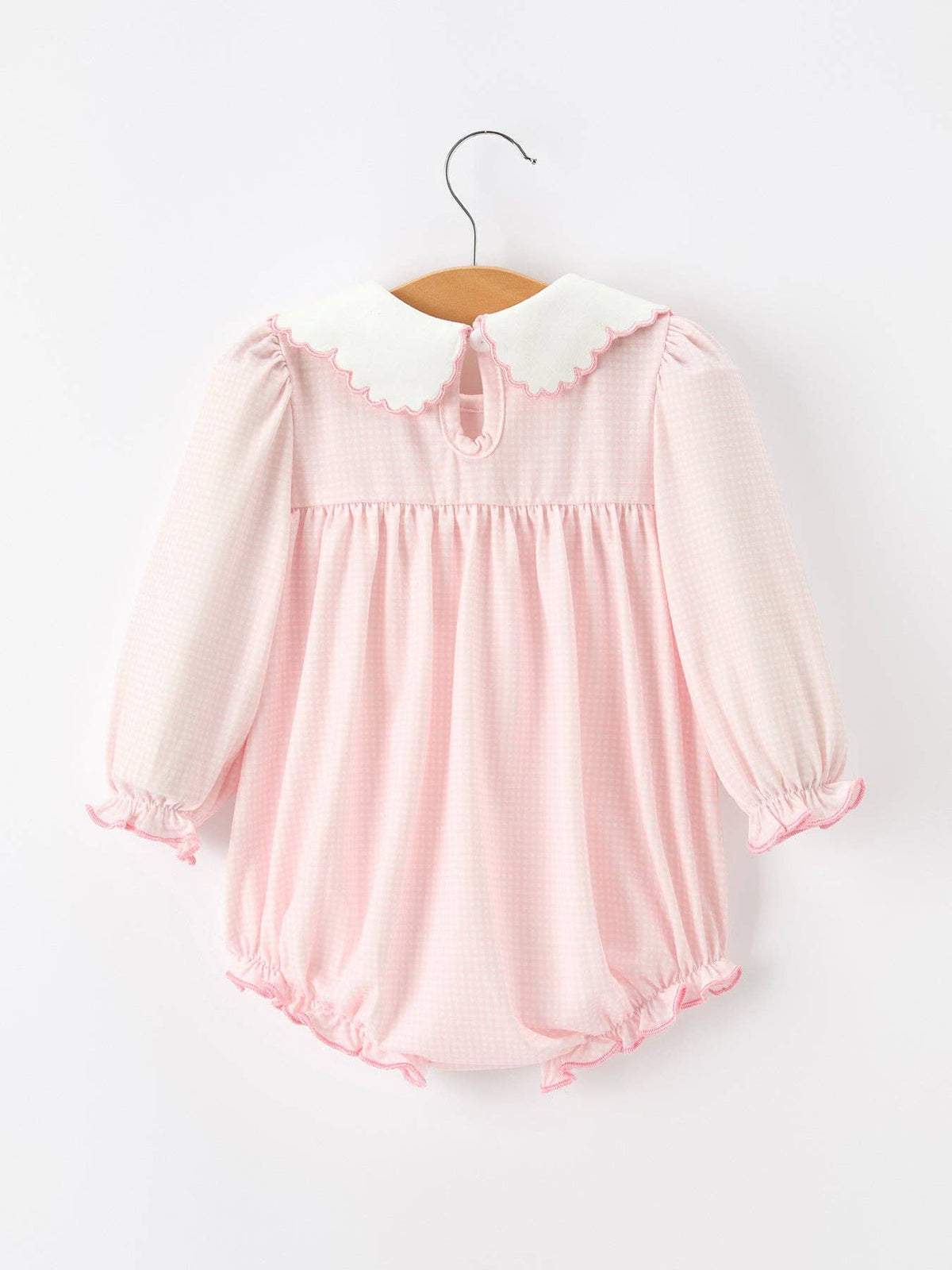 Pink Duck Embroidered Baby Girl Romper Ruffle Collar Rylee Faith Designs