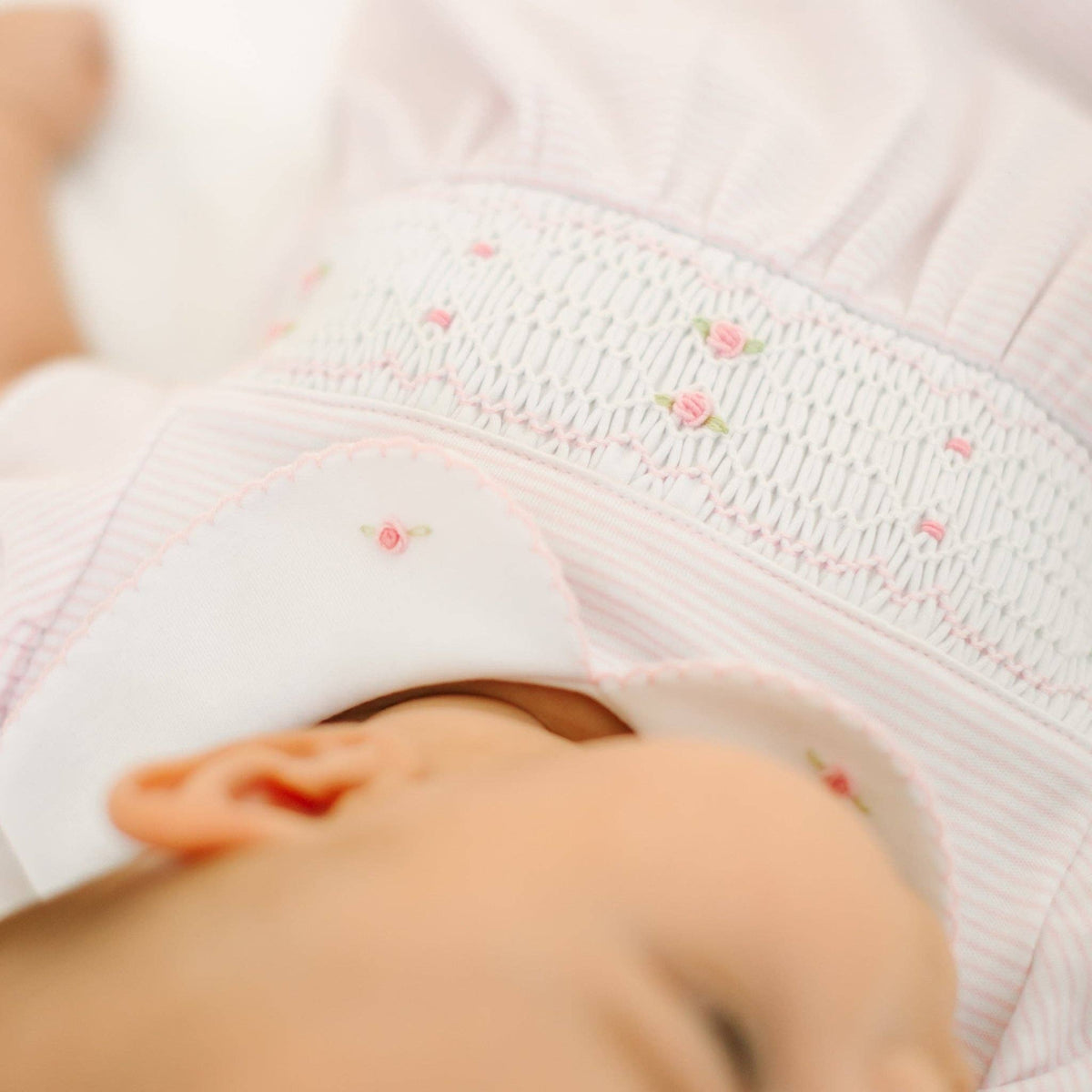 Anna Smocked Short Sleeve Bubble - Pink Magnolia Baby