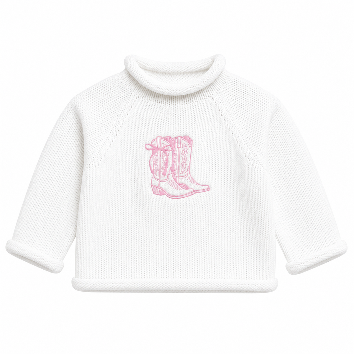 Darling Cowboy Boots Rollneck Sweater - Pink Magnolia Baby