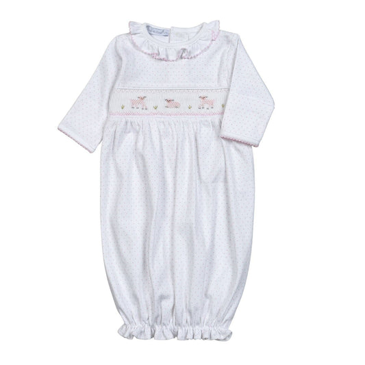HVG-419 PINK BABY SHEEPS HAND SMOCKED GOWN Hug Me First