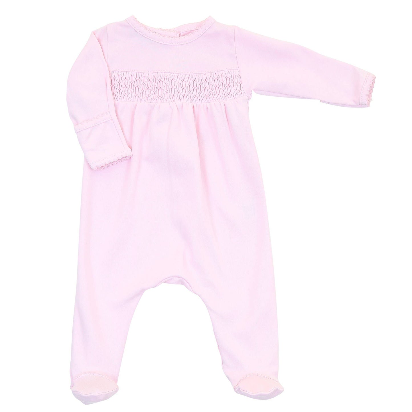Essentials Solid Pink Smocked Footie Magnolia Baby