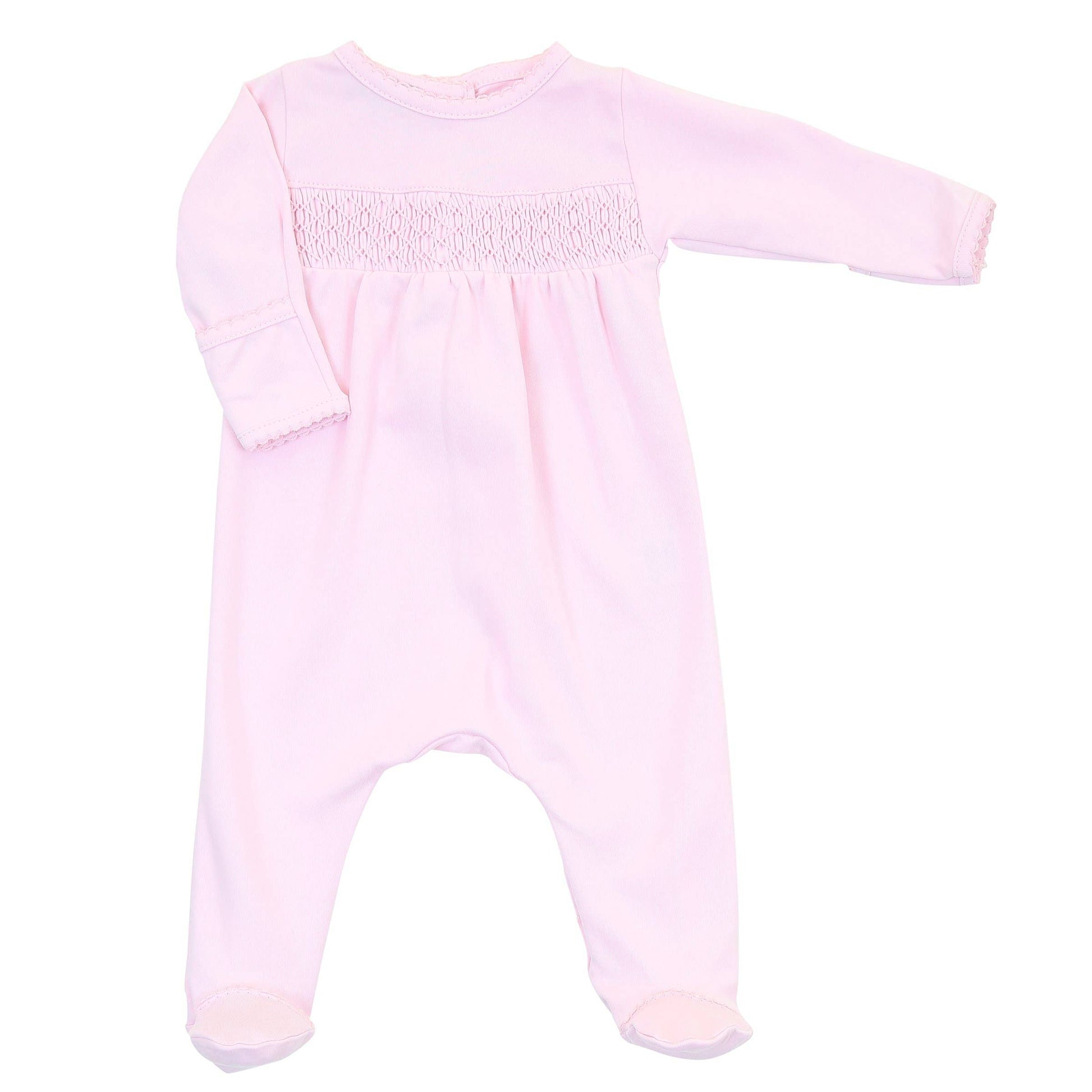 Essentials Solid Pink Smocked Footie Magnolia Baby