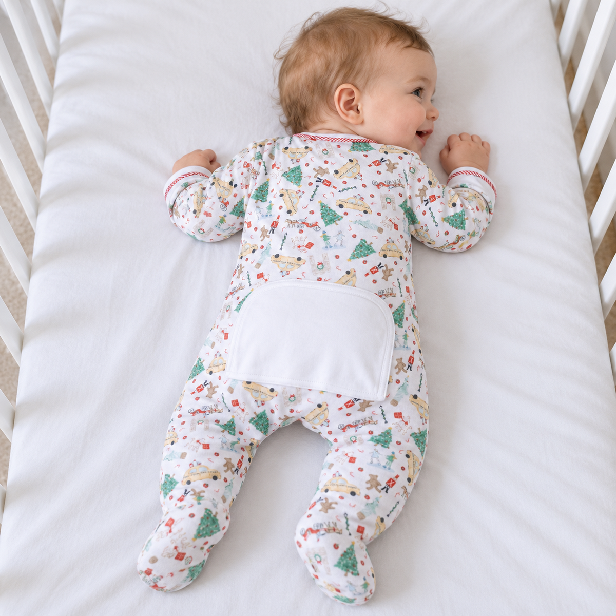 Christmas in the City Print Zip Footie Magnolia Baby