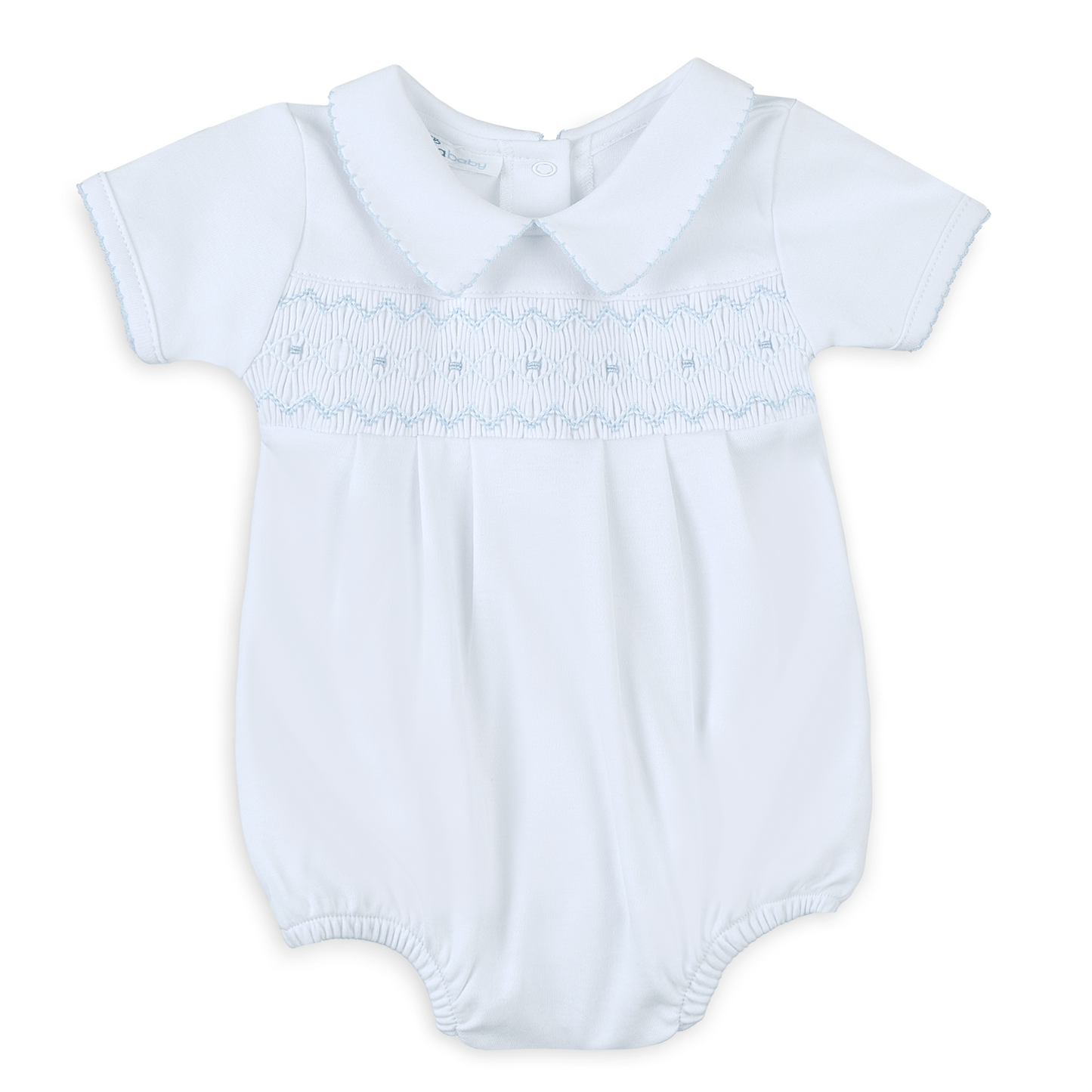 Landon's Classics Smocked Short Sleeve Bubble - Light Blue Magnolia Baby