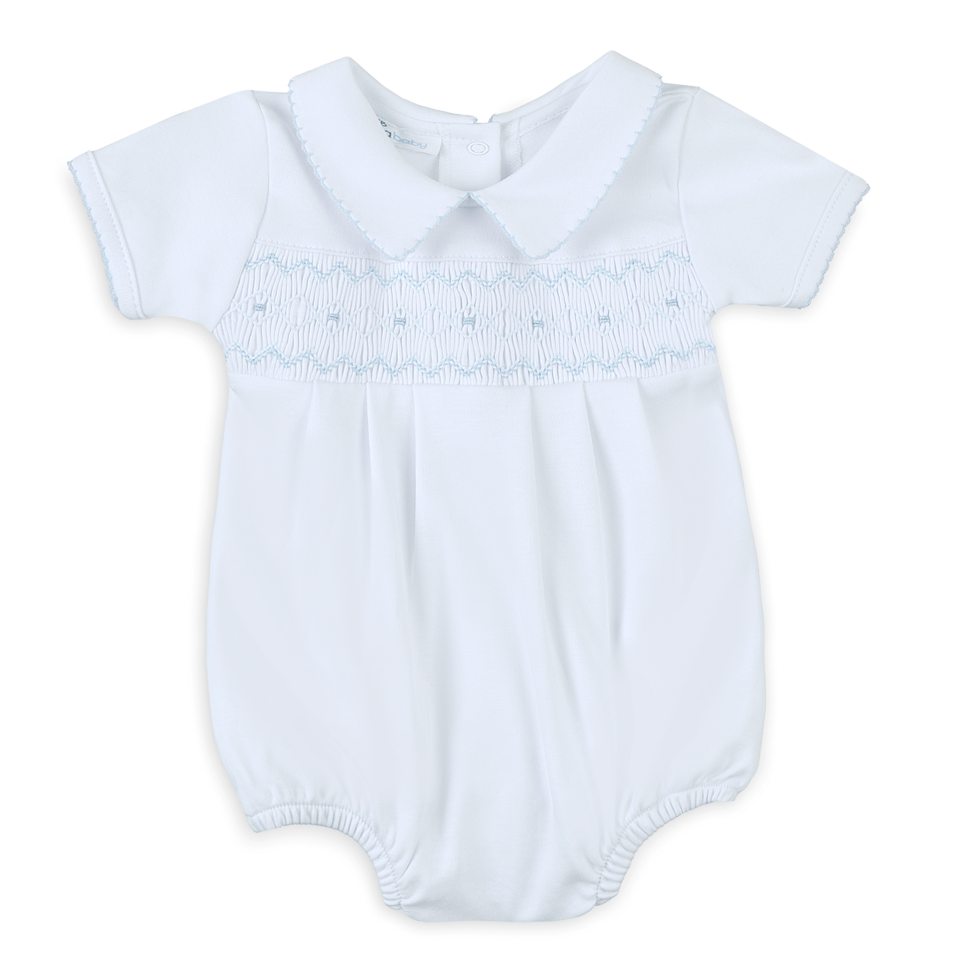 Landon's Classics Smocked Short Sleeve Bubble - Light Blue Magnolia Baby