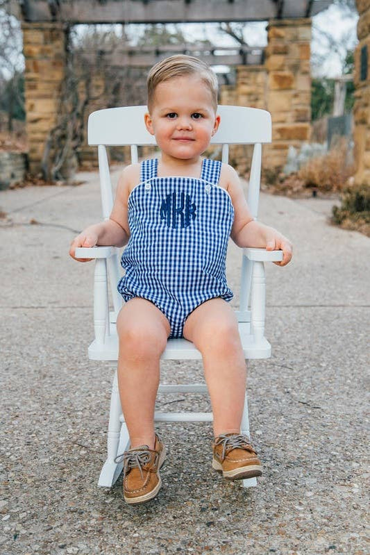 Unisex Gingham  Sunsuit - Navy Love That Cotton