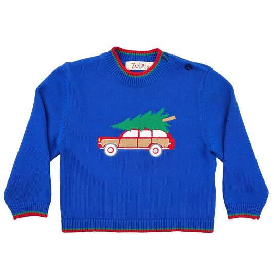 Toddler boy Christmas Car Sweater Petit Ami & Zubels
