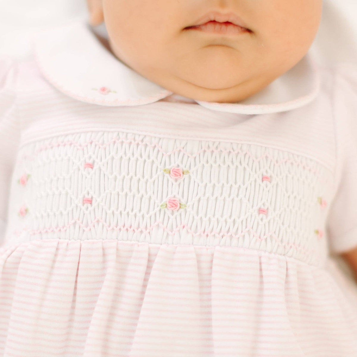 Anna Smocked Short Sleeve Bubble - Pink Magnolia Baby