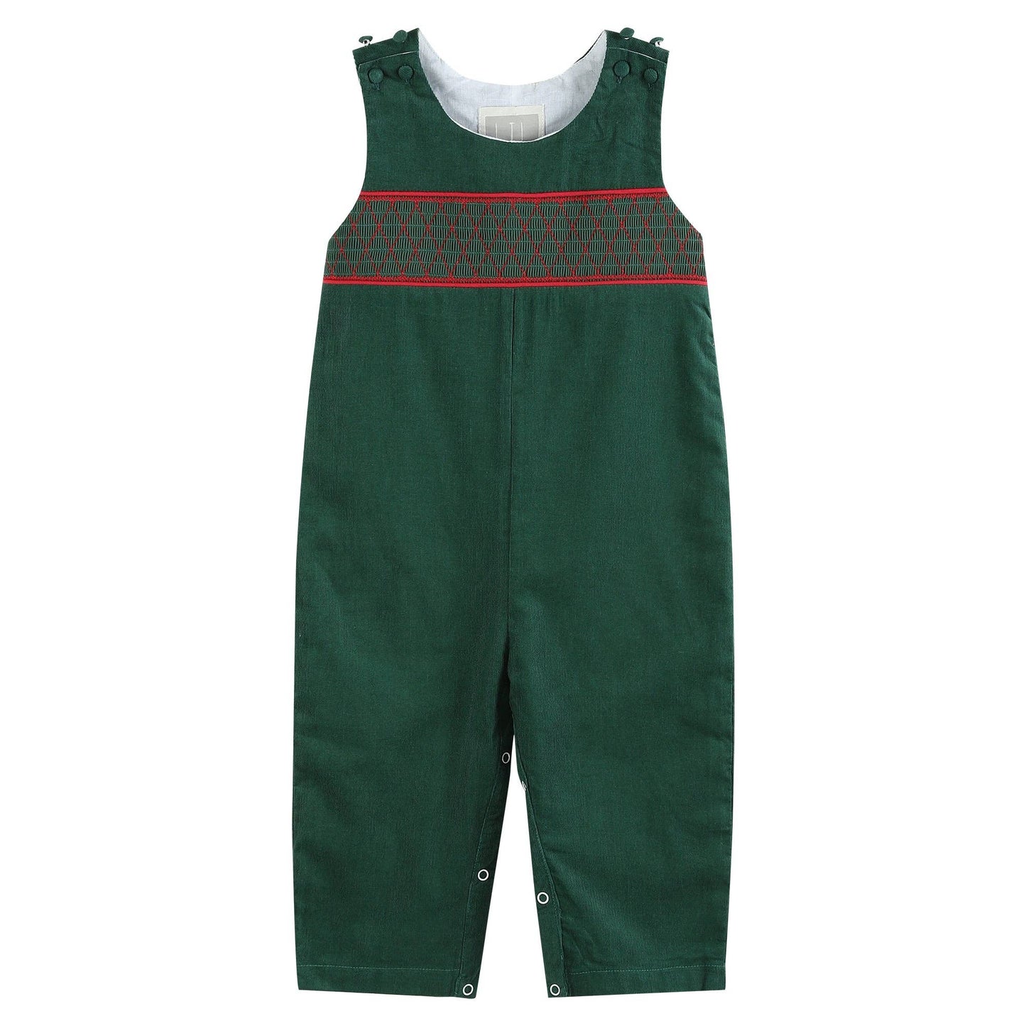 Green Christmas Smocked Overalls Lil Cactus