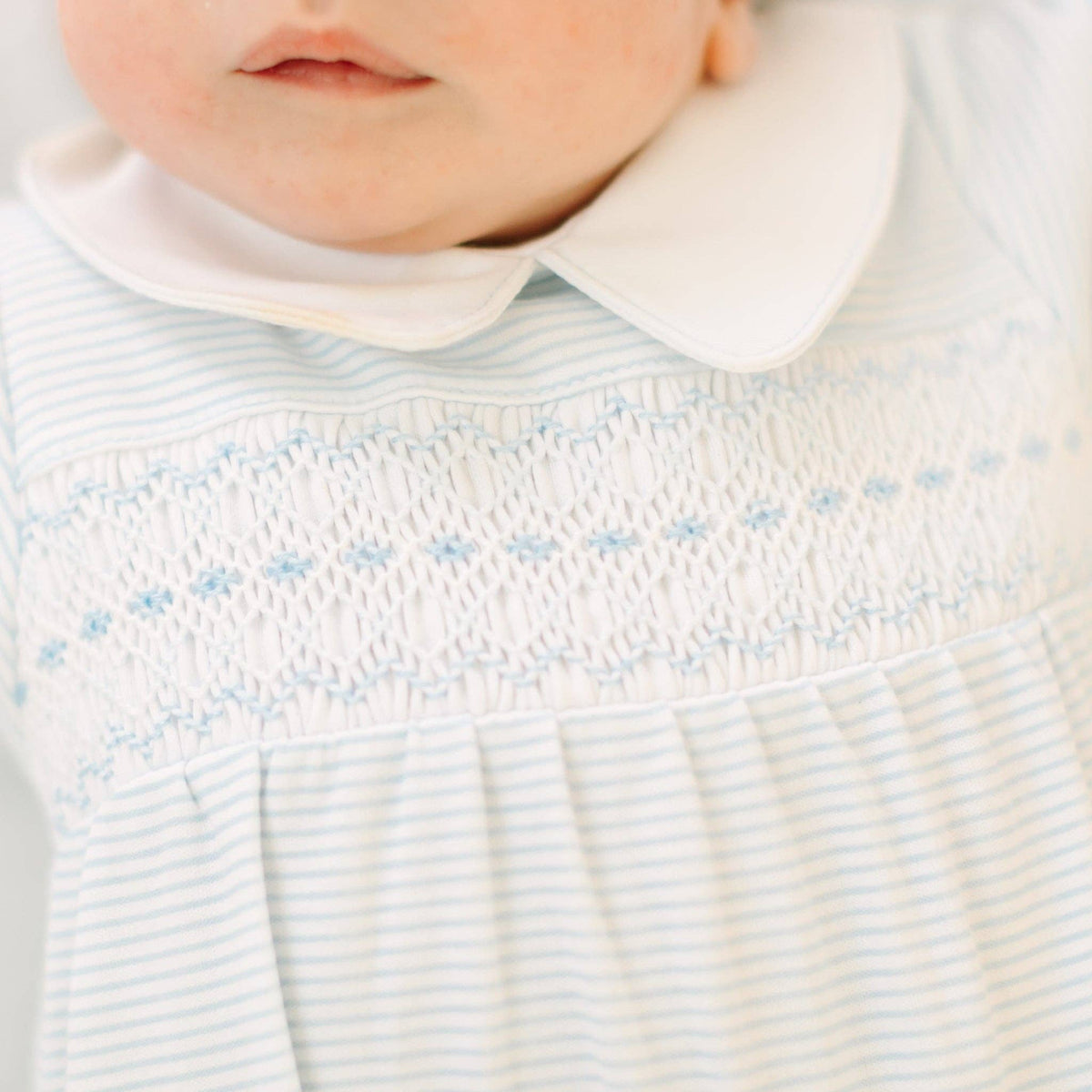 Benjamin Smocked Footie - Light Blue Magnolia Baby