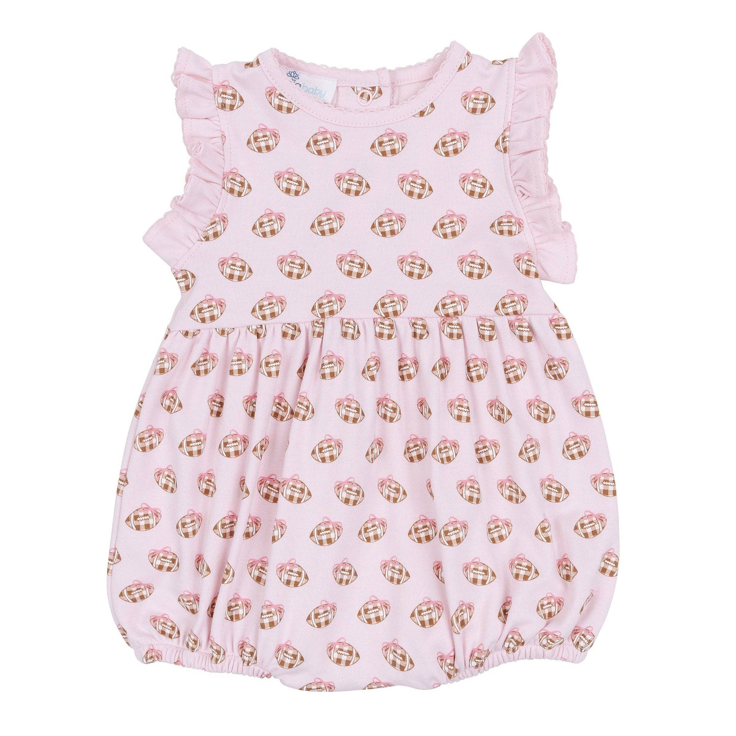 Tiny Tailgater Print Bubble - Pink Magnolia Baby