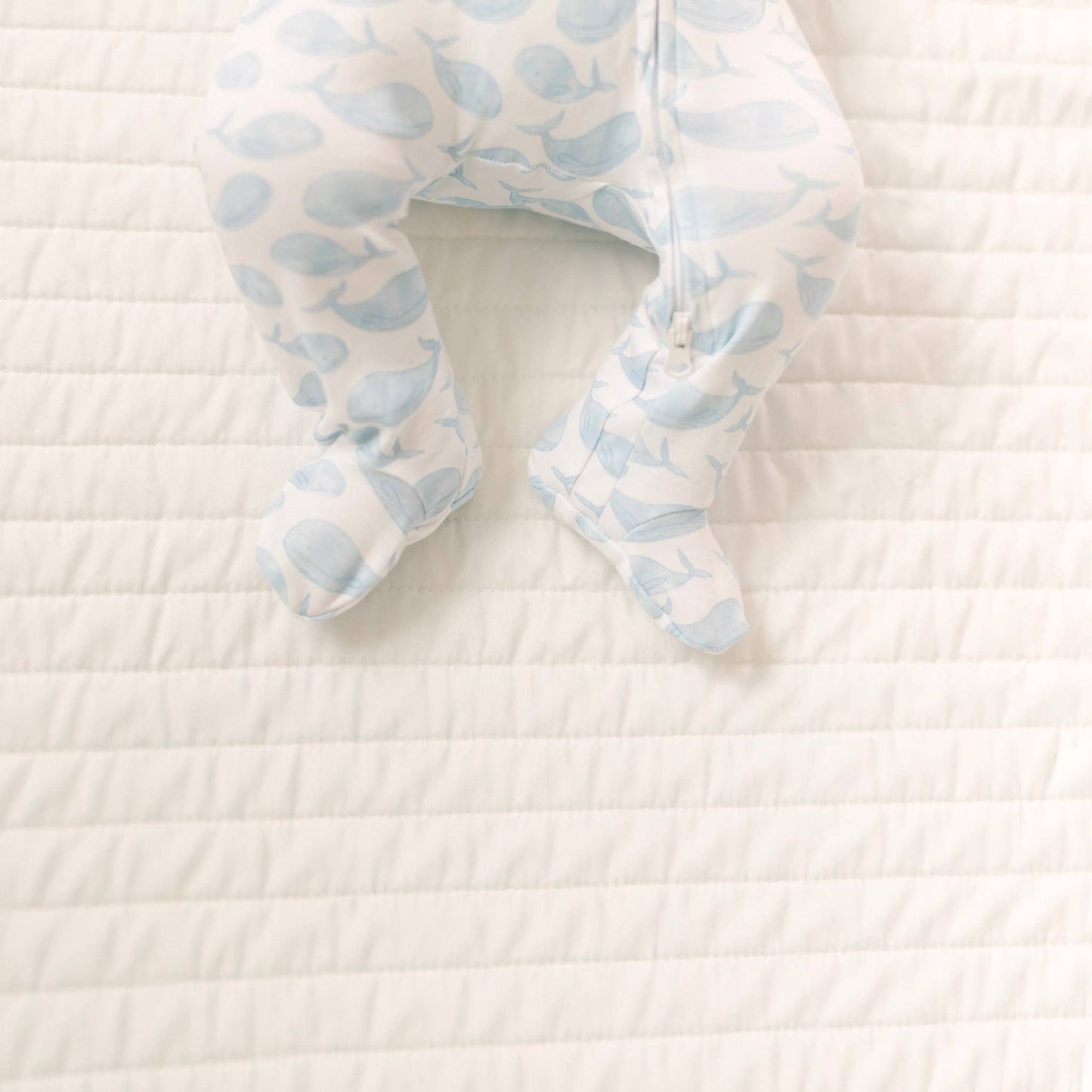 Azure Whales Print Zip Footie - Light Blue Magnolia Baby
