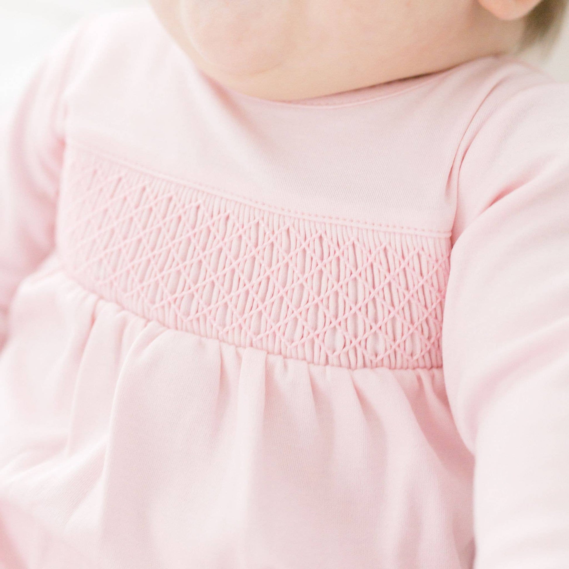 Essentials Solid Pink Smocked Footie Magnolia Baby
